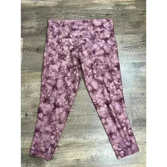 Athleta Salutation Stash Pocket II 7/8 Pink Tie Dye Leggings Women's 1X - Picture 1 of 9